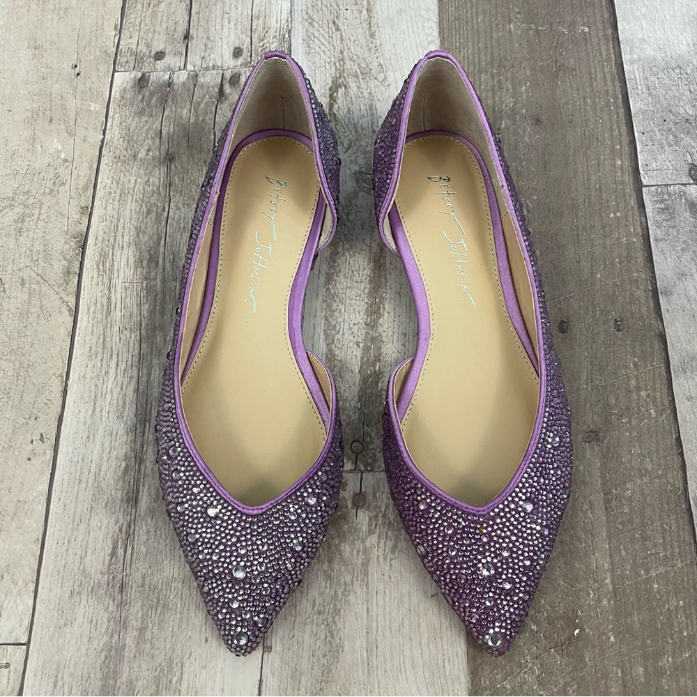 Betsey Johnson Remy Flat Pointed Toe Embellished Size 6 1/2 M Purple - Picture 2 of 12